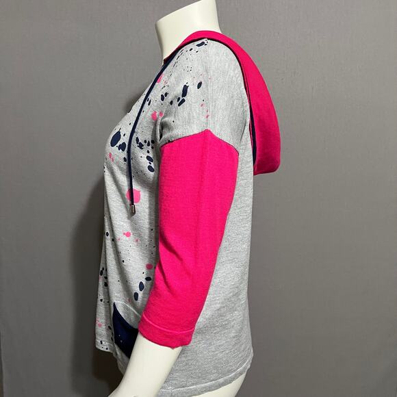Angel Gray Paint Splatter With Pink Sleeve Zip Up Cardigan Sz-Medium - Picture 3 of 9
